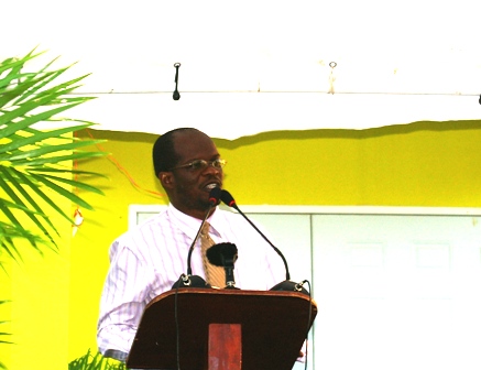 Attorney General of St.Kitts-Nevis-Hon. Patrice Nisbett making remarks in Fountain Village